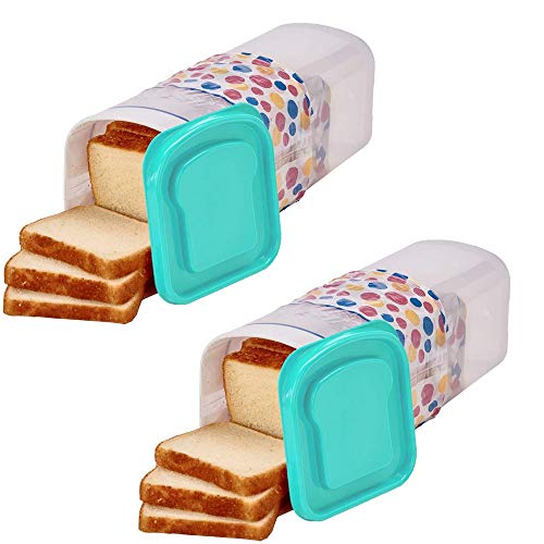 Bread Container 2 PACK (Made in USA) Plastic Storage Keeper Box for Standard