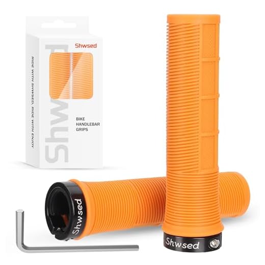 Bike Handlebar Grips, Non-Slip Single Lock on Bicycle Handle Bar, Comfortable Ergonomic Soft Rubber Hand Grip for Mountain, Road, BMX, Bike Accessories (Orange)