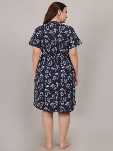 Image of Fabme Women's Above Knee Length Printed Pre and Post Pregnancy Pure Cotton Nursing Nightdress Nighty