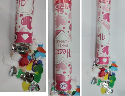 Image of Crave Party Poppers Confetti For Celebrations: Heart Shaped (Pack of 12, 30CM Party Popper)