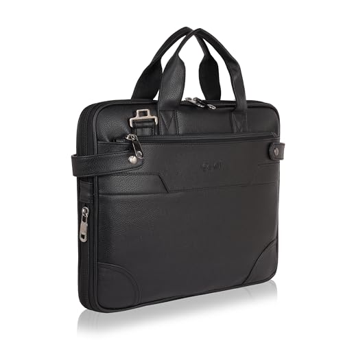 Image of EXIM Office Bag for Man 15.6 inch Vegan Leather Laptop bags Men Use Briefcase Messenger Premium Side Bags -Black