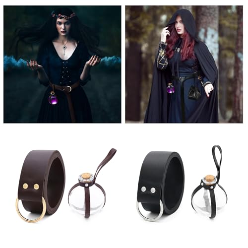 Halloween Medieval Leather Belt Waist Pouches Potion Bottle Medieval Leather Side Pack Wizard Waist Pouches Side Pack3