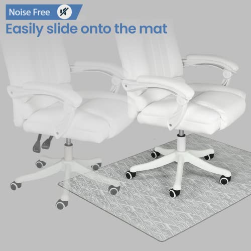 Rccugmats Chair Mat For Hardwood & Tile Floor, 36" X 48" Heavy Duty Office Chair Mat For Rolling Chairs Easy Glide, Anti Slip, Non-Curve, Floor Protector For Home Office, Diamond Gray #TOP4