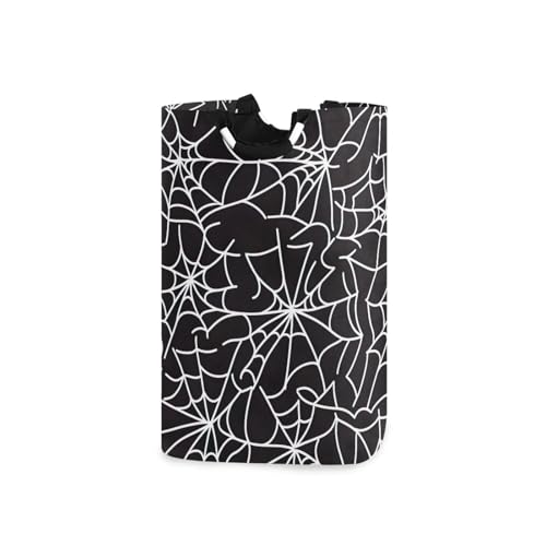 Jihqo Laundry Hamper Basket Halloween Cobwebs Collapsible Nursery Storage Bin Waterproof Clothing Baskets for Home Bedroom Bathroom Washing Room