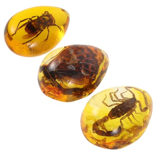 Kisangel 3Pcs Insect Resin Amber Specimen Pendant for Collection Butterfly Scorpion and Wasp Lightweight and Portable Amber for Creative Decoration and Science
