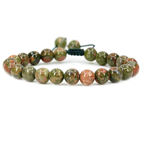 Bracelet Unakite AAA de 12mm en macramé tissé main de haute qualité