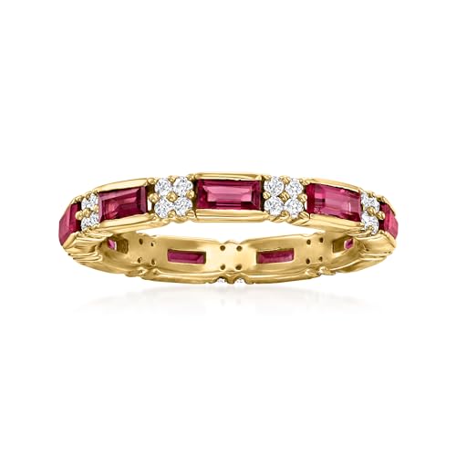 Ross-Simons 1.50 ct. t.w. Rhodolite Garnet and .50 ct. t.w. White Zircon Eternity Band in 18kt Gold Over Sterling