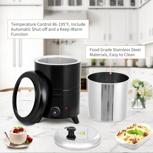 Image of GarveeHome Soup Warmer, 10.5 Qt Commercial Grade Soup Kettle with Swing Lid and Detachable Stainless Steel Insert Pot, Food Warmer with Anti-Scald Handle for Restaurants, Buffet, Catering