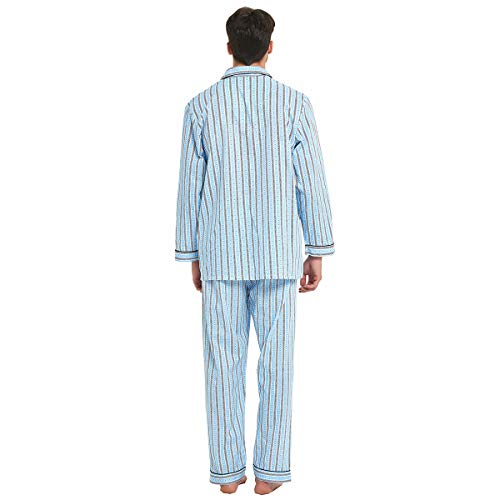 Image of GLOBAL Mens Pajamas Set, 100% Cotton Woven Drawstring Sleepwear Set with Top and Pants /Bottoms