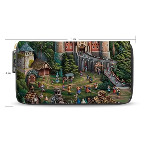 Forests Castle Women's Large Capacity Wallets Holder Wallet Credit Card Clutch Coin Pocket Pu Leather Zipper Closure Deal Gift for Women 212204312