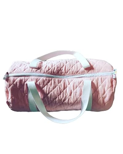 Generic - sac multifonction, sac de sport, sac de voyage, sac à langer, sac bowling, en tissu double gaze matelassé ose poudré, fabrication française et fait main