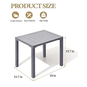 Crestlive Products Outdoor Side TableAluminum Rectangular SideEnd Table Small Patio Coffee Bistro Table for Outdoor Indoor