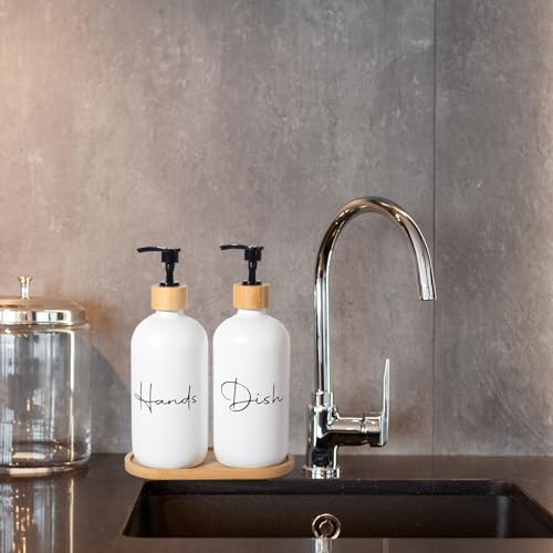 image for UUJOLY 17 oz Hand Soap Dispenser Empty Glass Lotion Pump Bottles, Refi