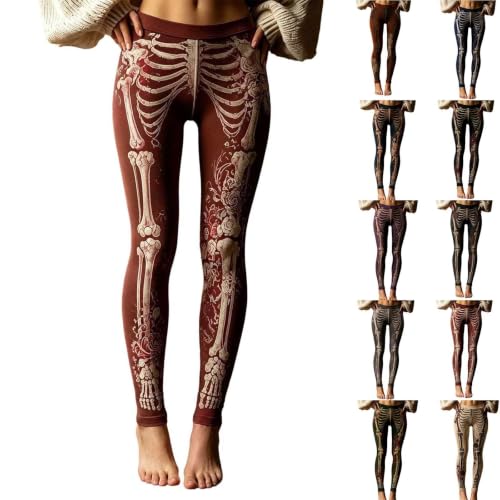 Skeleton Leggings for Women,Women Gothic High Waist Sexy Pants Red,XXL - image 1