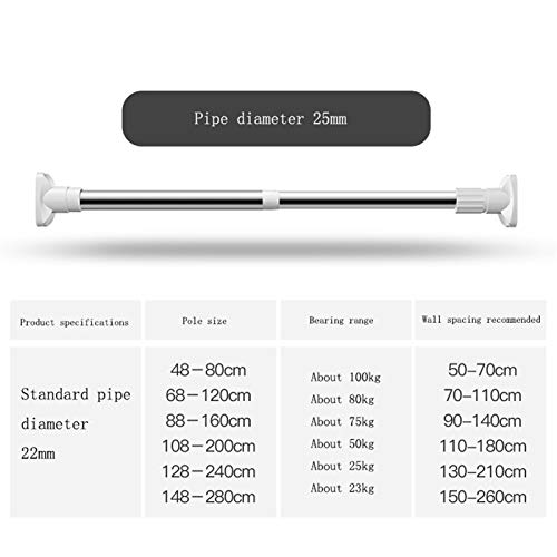 Tringle à rideau de douche sans perforation, barre télescopique de placard extensible