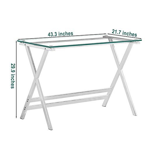 Fenghua Glass Home GLASS DESK Tempered Glass Computer Desk Modern Student Writing Study Desk,Small Computer Desk,Home Office Desk thumb #1