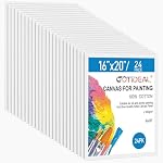 Gotideal Canvas Panneaux pour la peinture, 24pcs 16x20 Toile Primed pour la peinture, en vrac toile de peinture pour les enfants et les adultes, blanc Panneaux de toile vierge pour acrylique, huile, Pour Art fournitures