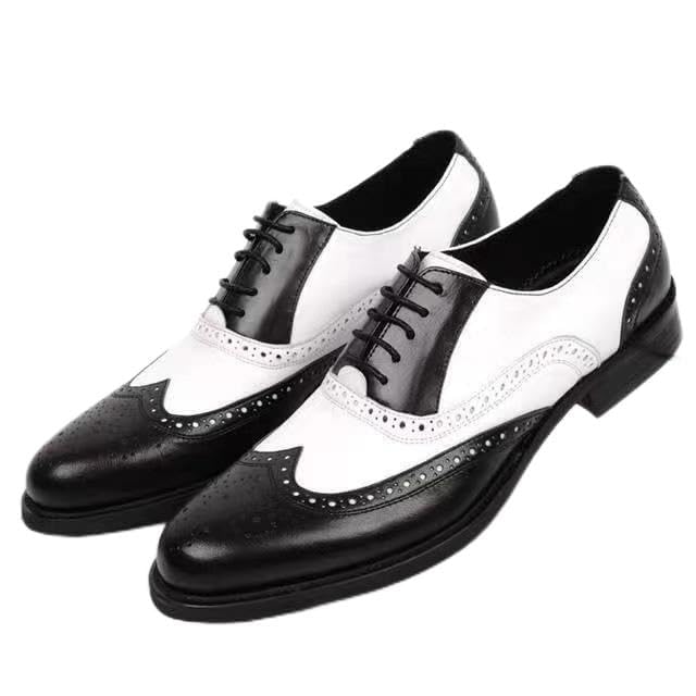 SayfuR Chaussures Oxford habillées for Hommes à Lacets Brogue en Relief Bout d'aile Chaussures Oxford Bicolores en Cuir PU Semelle Basse en Caoutchouc Talon...