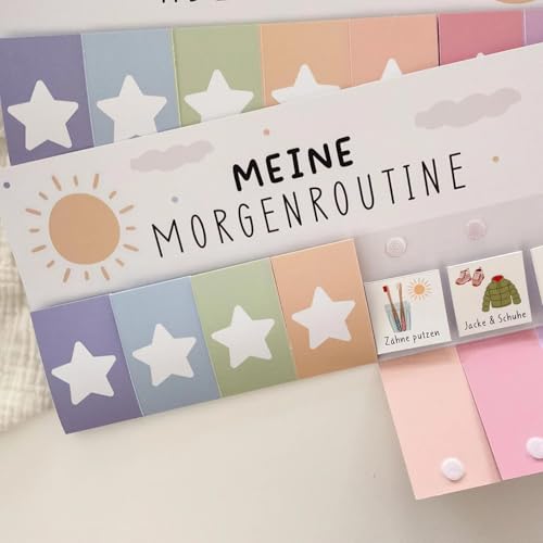 Morgen & Abendroutine Kinder Bunt, Morgenroutine Plan, Tagesplan,Routineplan für Kinder/Morgenroutine für Kinder (DIN A4 Tagesplan） (Boho)