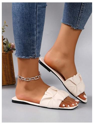 Image of GORGLITTER Women's Summer Cute Flat Sandals Dress Slide Sandals Square Toe Wedding Shoes Vacation Trendy Sandals 2026