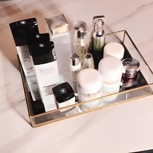 Sooyee Gold Rectangle Mirror Tray, Metal and Glass Fragrance Tray, 12"x8" by Sooyee - Used condition - Image 6