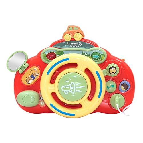 The Moon Brand Toddler Steering Wheel Toy for Boys & Girls Interactive Toy with Realistic Sounds Perfect for Car Seats Strollers and Cribs for 18 Months+ - Multi Color
