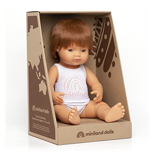Image of Miniland Doll 15'' Caucasian Boy Redhead (Box) - Made in Spain, Anatomically Correct, Quality