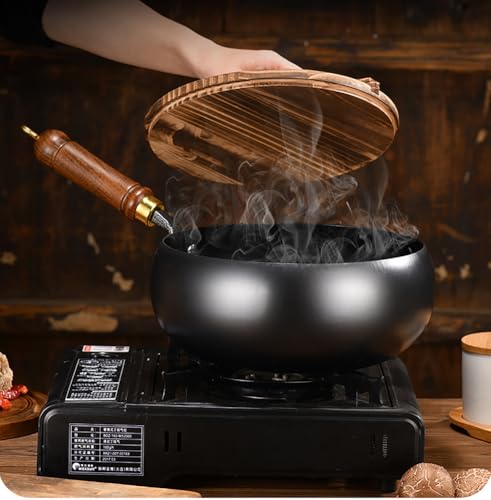 Wok cuadrado de acero con mango de madera 10.2 pulg miniatura 4