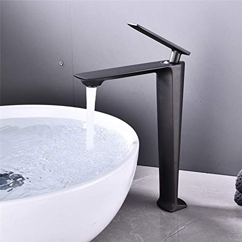 Robinet de salle de bains couleur canon de fusil au design épuré
