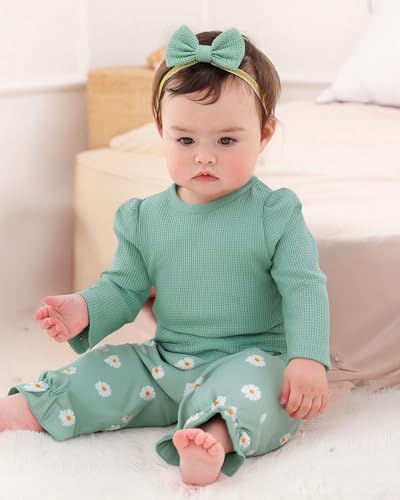 Mioglrie Baby Girl Clothes Newborn Girl Fall Winter Outfits Pants Set Preemie Clothing Headband 0 3 6 12 18 Months4