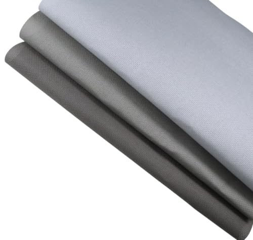 Image of KCS 3 pc of 15 inch x 18 inch(38cmx45cm) 16 Count Cross Stitch Cotton Aida Cloth Needlework Rolled Fabric Box,16CT,Light Grey+Medium Grey+Dark Grey
