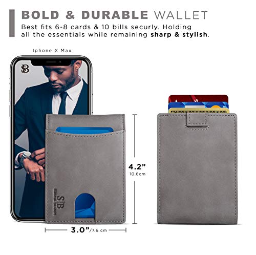 SERMAN BRANDS RFID Blocking Slim Bifold Genuine Leather Thin Minimalist Front Pocket Wallets for Men Billfold Wallet Men Gift