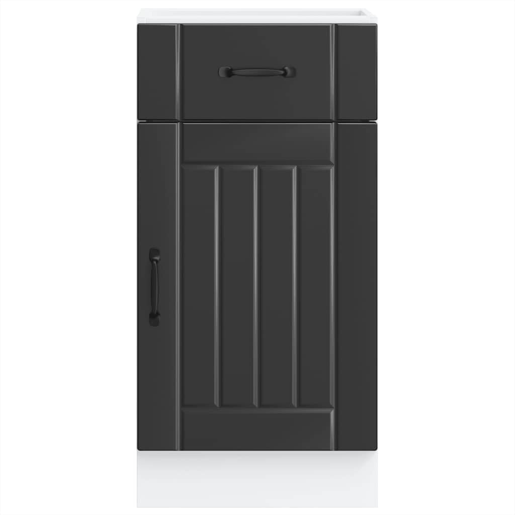 Küchen-Unterschrank Lucca Schwarz, Holzwerkstoff, 40x46x81,5 cm, mit verstellbaren Füßen, ideal für Küche, Lagerung und Speisekammer