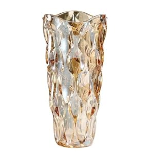 Duscdesp Glass Vases for Flowers – 9.5in Tall Crystal Vases, Large Amber, Personalised Home Decor Wedding Gifts