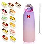 Maestrox Flavoured Water Bottle 700ML with 13 Flavour Pods, Straw, Cleaning Brush Reusable Fruit Flavour Bottle BPA Free & Leak Proof Design Portable Tritan Home, Gym, Travel, Office, School (Purple)