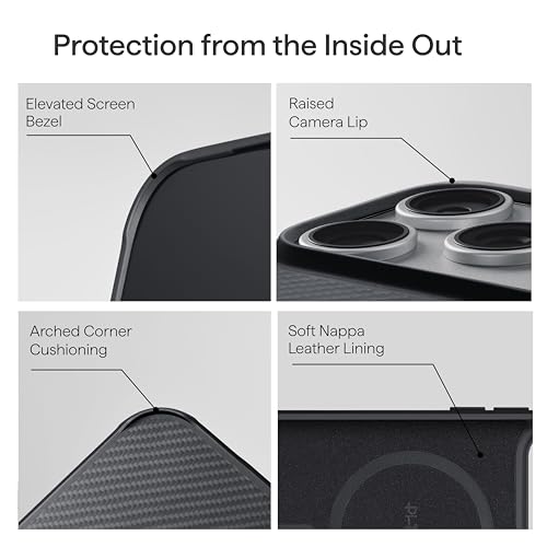 Image of pitaka for iPhone 17 Pro Case 6.3 inch, Military Grade Protective Case, Compatible with MagSafe, 600D Aramid Fiber Woven & TPU Combined, ProGuard - Black /Grey(Twill)