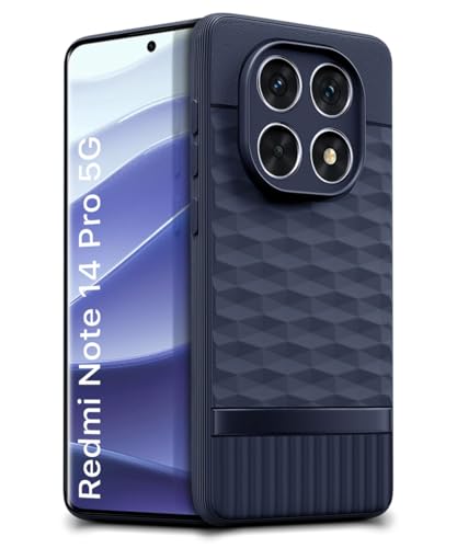 Image of WOW IMAGINE Back Cover for Redmi Note 14 Pro 5G | Poco X7 5G with Hexa Cube Design | Ultra Slim Soft Rubberised Case | Inner Velvet Fabric | Silicone Flexible Mobile Case | Camera Protection - Blue