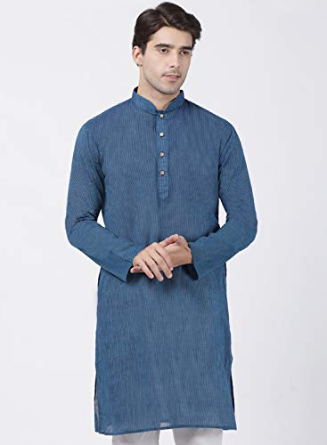 Image of VASTRAMAY Men's Royal Blue Pure Cotton Kurta