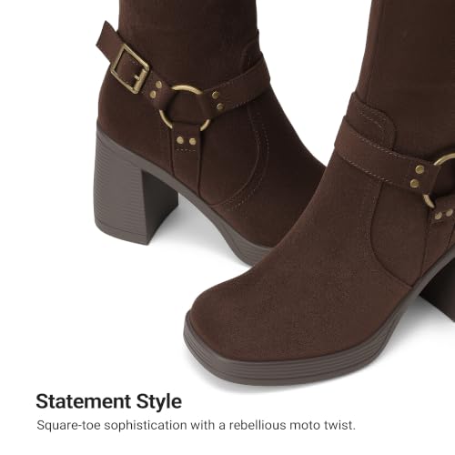 DREAM PAIRS Women's Platform Chunky Knee High Boots,Brown-Suede,8.5 - image 2