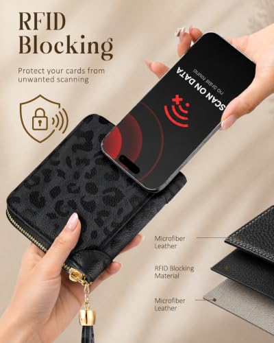 Image of Bistup 40 Slots Credit Card Holder for Women Girls, Black Leopard