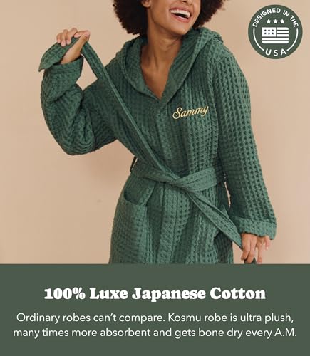 Image of Luxury Organic Japanese Cotton Hotel & Spa Waffle Bathrobe for Men and Women (Hooded /Kimono)