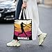 GOAYETN Vintage Baseball Player Canvas Tote Bag - Reusable Shoulder Tote Bag For Women Lady Casual Vacation, Shopping, Work, Gym