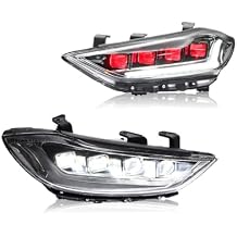 Headlights Compatible for Hyundai Elantra 2016 2017 2018 Passenger Side Headlight Assembly Bracket Plug And Play, OEM ReplacementRed demon eyes
