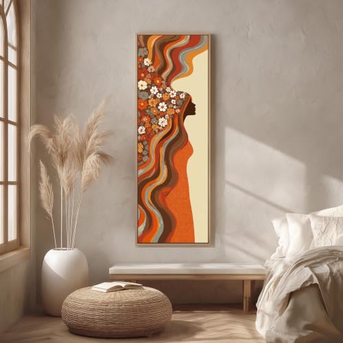 Affiche rétro orange style années 70 toile verticale 35x105 cm - 2