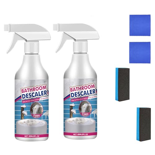 Bathroom Descaler Foam Cleaner, All-Purpose Bathroom Descaler Foam Spray, Powerful Stain Removal, Long-Lasting Freshness For Bathtub, Toilet, Glass, Faucet (2)
