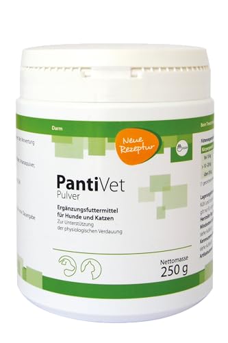 PantiVet Polvere per cani e gatti – Assistenza digestiva naturale e stabilizzazione gastrointestinale, ideale per diabetici, alimenti complementari con gusci di semi di psillio, ananas e banana, 250 g