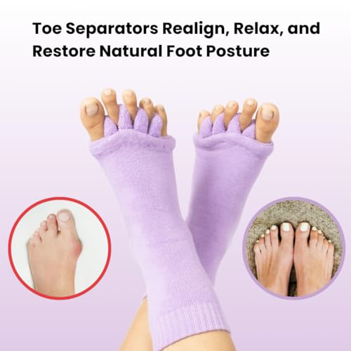 Image of DIRTS Foot Alignment Socks 5 Toe seprator -Easing Bunion, Plantar Fasciitis, Hammer Toes, and Pain Relief |- Size UK6-9 (Purple, S)