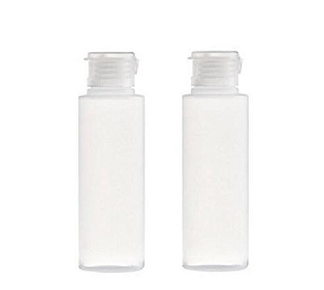 2pcs 100ml clear travel bottles with flip cap, empty refillable squeeze plastic bottles, leakproof makeup cosmetic toiletries containers for lotion shampoo and travel essentials