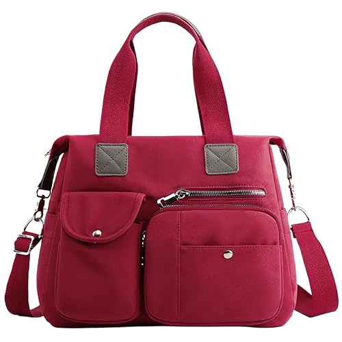Bolsas Femininas Nylon Preta Universitaria Bolsa de Ombro Tiracolo Média Transversal Executiva 20L (酒红色)