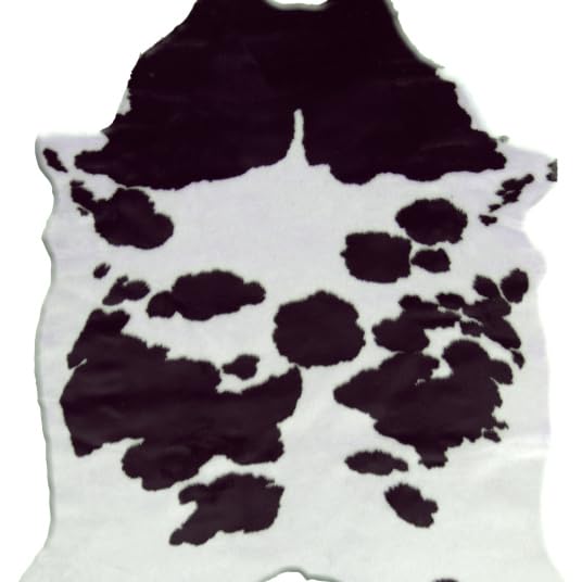 Decoweb Tapis Peau de bête - Imitation Vache Holstein - Noir et Blanc - 140 x 170 cm